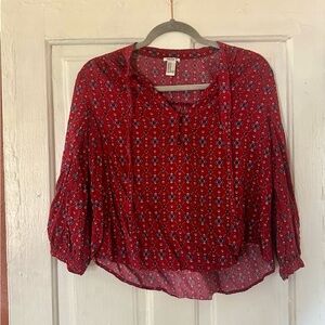 Red Patterned Women's Top